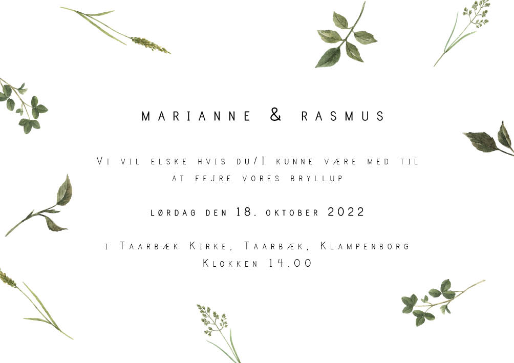 Bohème - Marianne & Rasmus Bryllupsinvitation